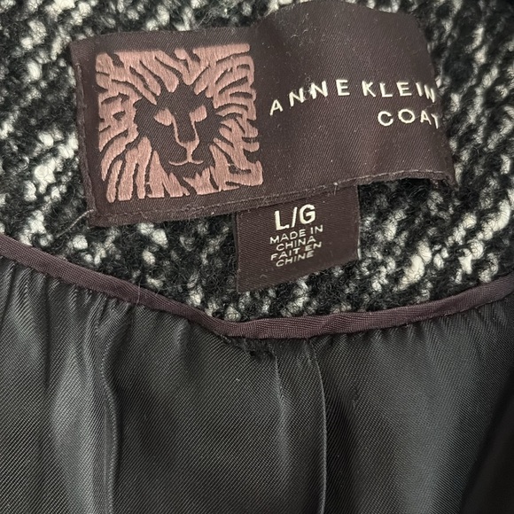 ANNE KLEIN | black and white polyester and wool winter coat, with pockets Size L - Picture 4 of 11